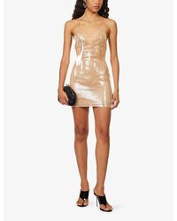 David Koma Tulle-Trimmed Satin Balconette Mini Dress in Natural | Lyst