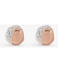 Monica Vinader - Riva Shore 0.03ct Diamond And 18ct Rose Gold-plated Vermeil Sterling Silver Stud Earrings - Lyst