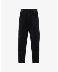 Prada - Pinwale Triangle-Plaque Corduroy Cotton Trousers - Lyst