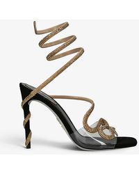 Rene Caovilla - Snake Crystal-embellished Satin Heeled Sandals - Lyst