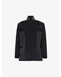 Sacai - Padded-shoulder Notch-lapel Silk And Cotton-blend Jacket - Lyst
