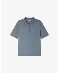 Sandro - Zipped Stretch-Woven Polo Shirt - Lyst