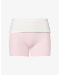 BO+TEE - Polka-Dot Folded-Waist Stretch-Jersey Shorts - Lyst