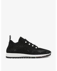 Jimmy Choo - Veles Pearl-embellished Knitted Low-top Trainers 7. - Lyst