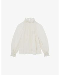 Reiss - Czara Ruffle-Neck Long-Sleeve Woven Top - Lyst