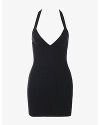House Of Cb - The Contour Halter-Neck Stretch-Woven Mini Dress - Lyst