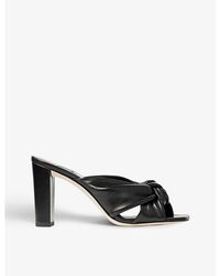 Jimmy Choo - Avenue 85 Knot-embellished Leather Heeled Mules 2. - Lyst