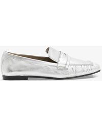 AllSaints - Sapphire Gathered Metallic-leather Loafers - Lyst