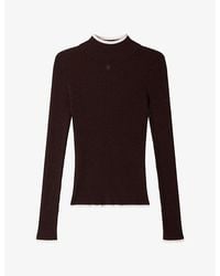 Sandro - Ribbed High-Neck Wool And Silk-Blend Jumper - Lyst