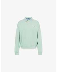 Polo Ralph Lauren - Logo-Embroidery Polo-Collar Cotton-Jersey Sweatshirt - Lyst