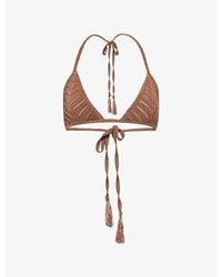 Devon Windsor - Lucinda Triangle Woven Bikini Top - Lyst