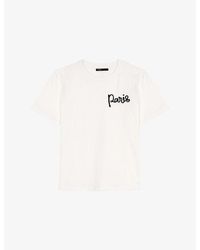 Maje - Paris-Embroidered Regular-Fit Cotton-Jersey T-Shirt - Lyst