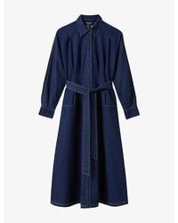 Whistles - Waisted Long-Sleeves Denim Midi Shirt Dress - Lyst