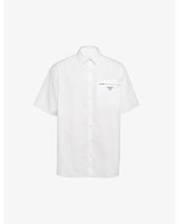 Prada - Brand-Plaque Short-Sleeved Regular-Fit Cotton Shirt - Lyst