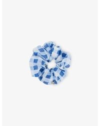 Sandro - Gingham-Print Linen-Blend Scrunchie - Lyst