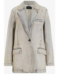 AllSaints - Ever Relaxed-fit Single-breasted Denim Blazer - Lyst