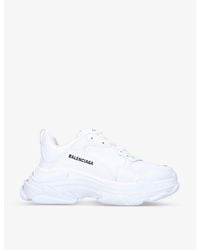 Balenciaga - Men's Triple S Logo-print Faux-leather And Mesh Low-top Trainers - Lyst