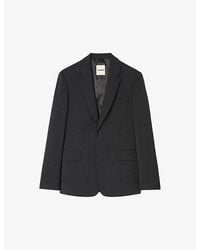 Sandro - Lapel-Collar Slim-Fit Single-Breasted Wool Blazer - Lyst