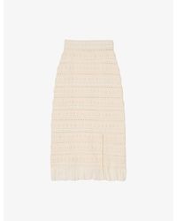Sandro - Floral-Crochet Split-Hem Knitted Midi Skirt - Lyst
