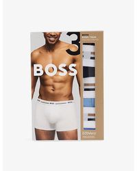 BOSS - Revive Logo-Waistband Pack Of Three Stretch-Woven Boxer Trunks - Lyst