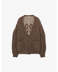Loewe - Anagram-embroidered Mohair Wool-blend Knitted Cardigan - Lyst