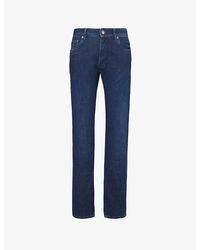 Corneliani - Logo-Embroidered Slim-Leg Denim Jeans - Lyst