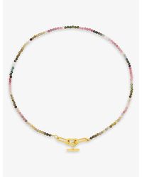 Rachel Jackson - Watermelon 22ct -plated Sterling-silver And Tourmaline T-bar Necklace - Lyst