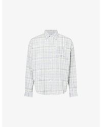 Palmes - Checked Wrinkle Cotton And Linen-Blend Shirt - Lyst