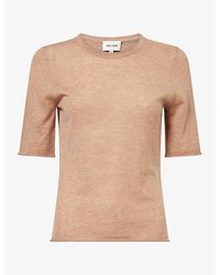 ME+EM - Rolled-Edge Short-Sleeve Cashmere Top - Lyst