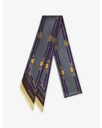Mulberry - Belted Border Skinny Satin Scarf - Lyst