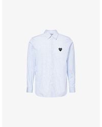 COMME DES GARÇONS PLAY - Cdg Embroidered Heart Stripe Cotton Shirt - Lyst