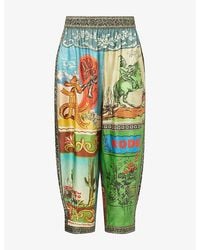 ALÉMAIS - Ace Printed Tapered Silk Twill Trousers - Lyst