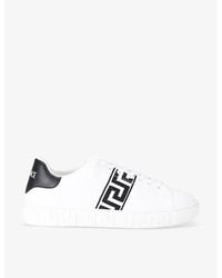 Versace - Greca-Pattern Faux-Leather Low-Top Trainers - Lyst