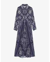 Maje - Paisley-Print Long-Sleeve Woven Maxi Dress - Lyst