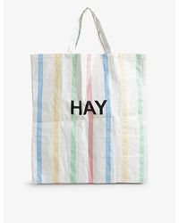 Hay - Candy Stripe Xl Plastic Shopping Bag - Lyst