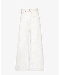 Sacai - Belted Mid-rise Wide-leg Denim Trousers X - Lyst