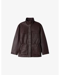 Sandro - High-Neck Four-Pocket Leather Jacket - Lyst