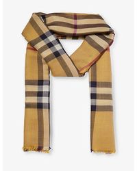 Burberry - Check-patterned Wool And Silk-blend Scarf - Lyst