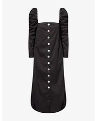 Reem Alkanhal - Sharifa Button-Up Cotton-Blend Midi Dress - Lyst