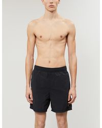 Stone Island Logo-embroidered Brushed-shell Shorts - Black