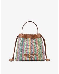 Jimmy Choo - Chevron Raffia Drawstring Pouch - Lyst