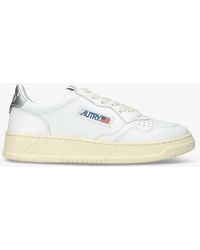Autry - Medalist Brand-embroidered Leather Low-top Trainers - Lyst