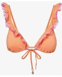 Seafolly - Lucia Frilled-trim Triangle Recycled Nylon-blend Bikini Top - Lyst