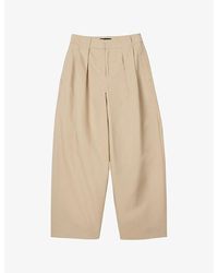 Whistles - Pleated Barrel-Leg Cotton Trousers - Lyst