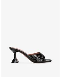 AMINA MUADDI - Lupita 70 Croc-Effect Leather Heeled Mules - Lyst