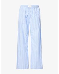 Sporty & Rich - Brand-Patch Striped Cotton Pyjama Trousers - Lyst