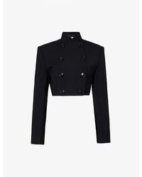 Alaïa - Double-breasted Cropped Wool-blend Jacket - Lyst