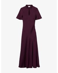 Claudie Pierlot - Short-Sleeved Keyhole Satin Midi Dress - Lyst