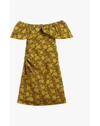 Ted Baker - Ondina Floral-print Oversized-collar Seersucker Mini Dress - Lyst