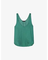 Zadig & Voltaire - Tarys Scoop-Neck Satin Top - Lyst